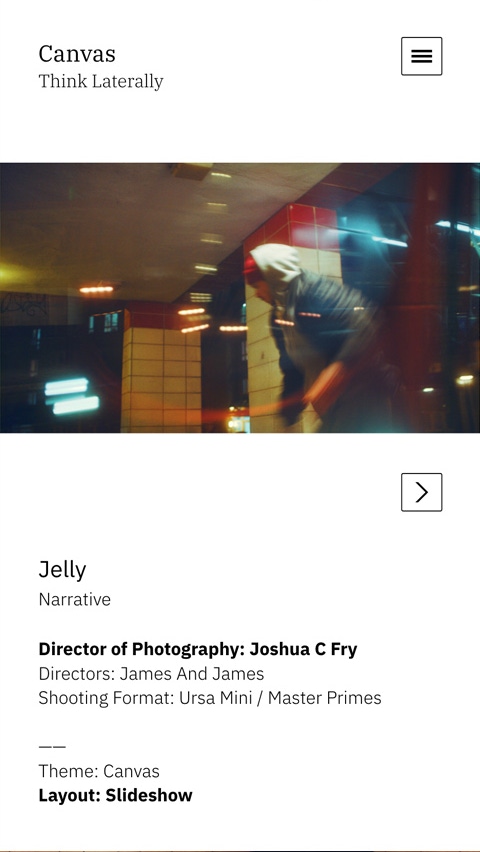 Canvas theme for Fabrik portfolio website