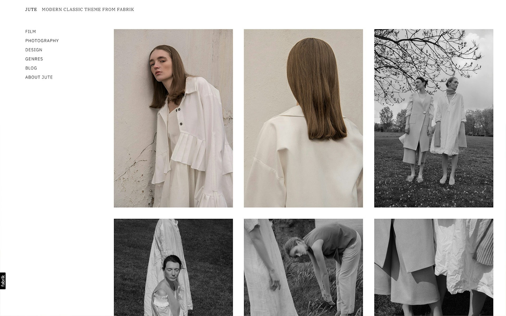 Jute theme for Fabrik portfolio website