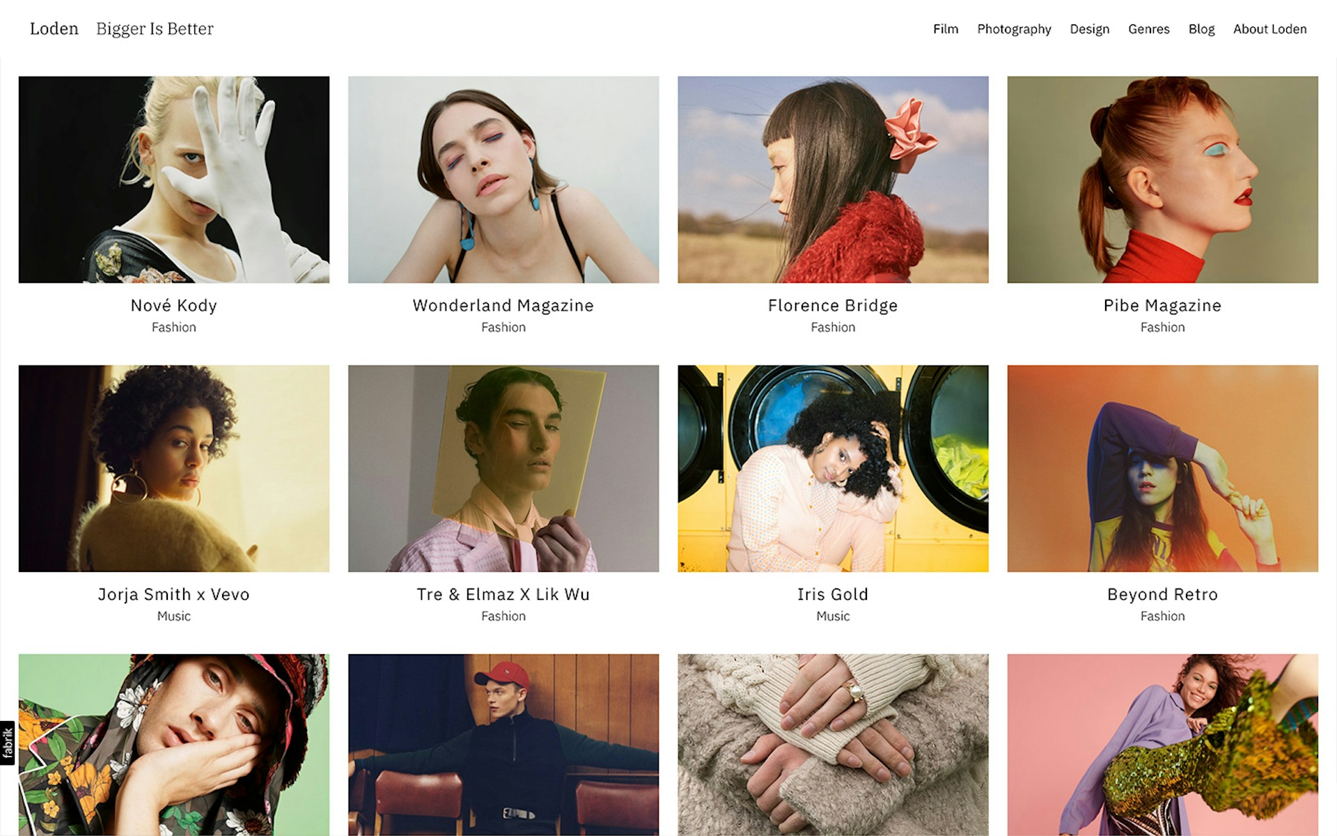 Loden theme for Fabrik portfolio website