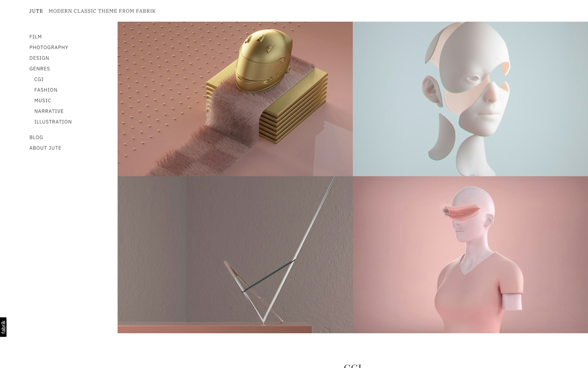 Jute theme for Fabrik portfolio website