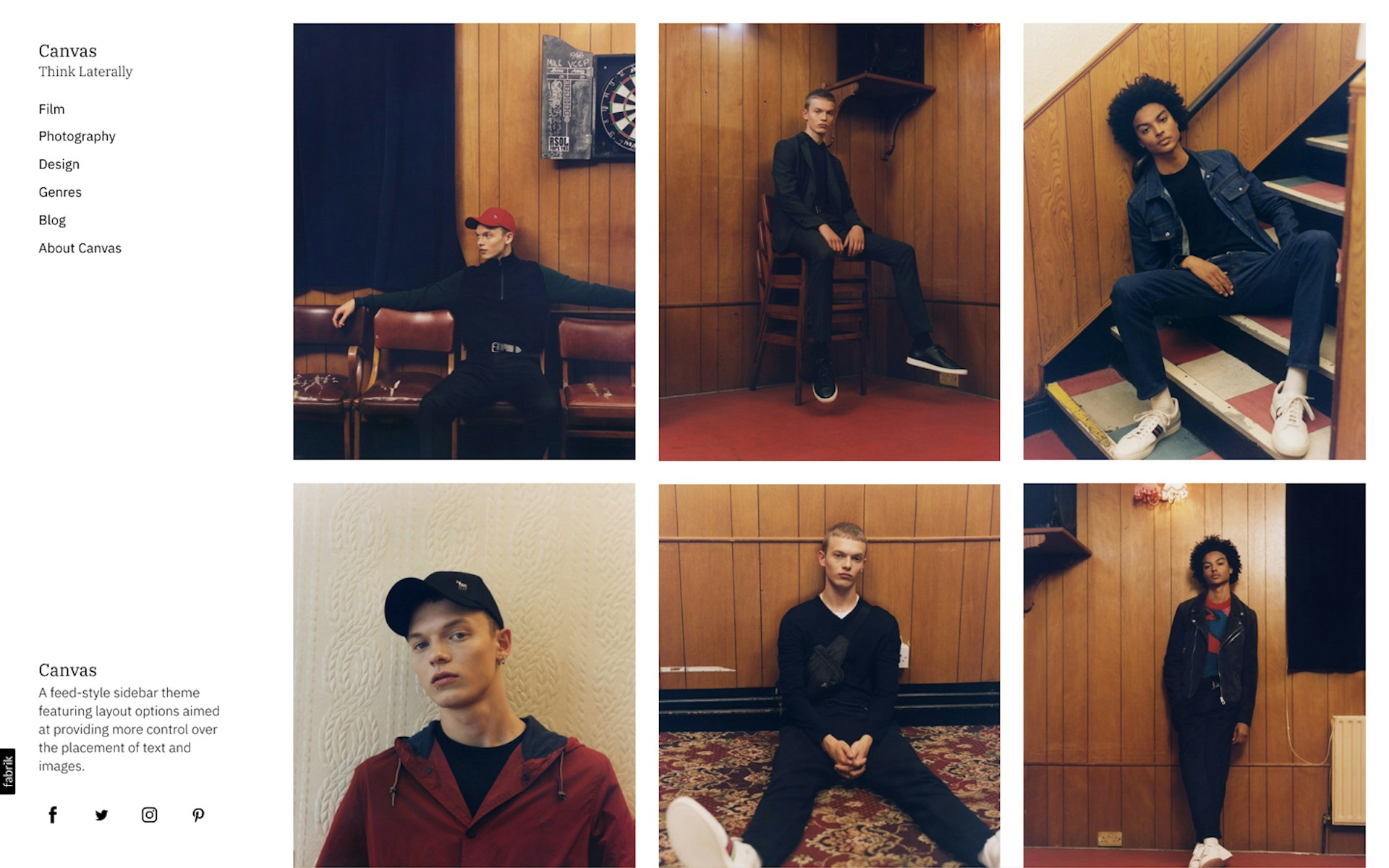 Canvas theme for Fabrik portfolio website