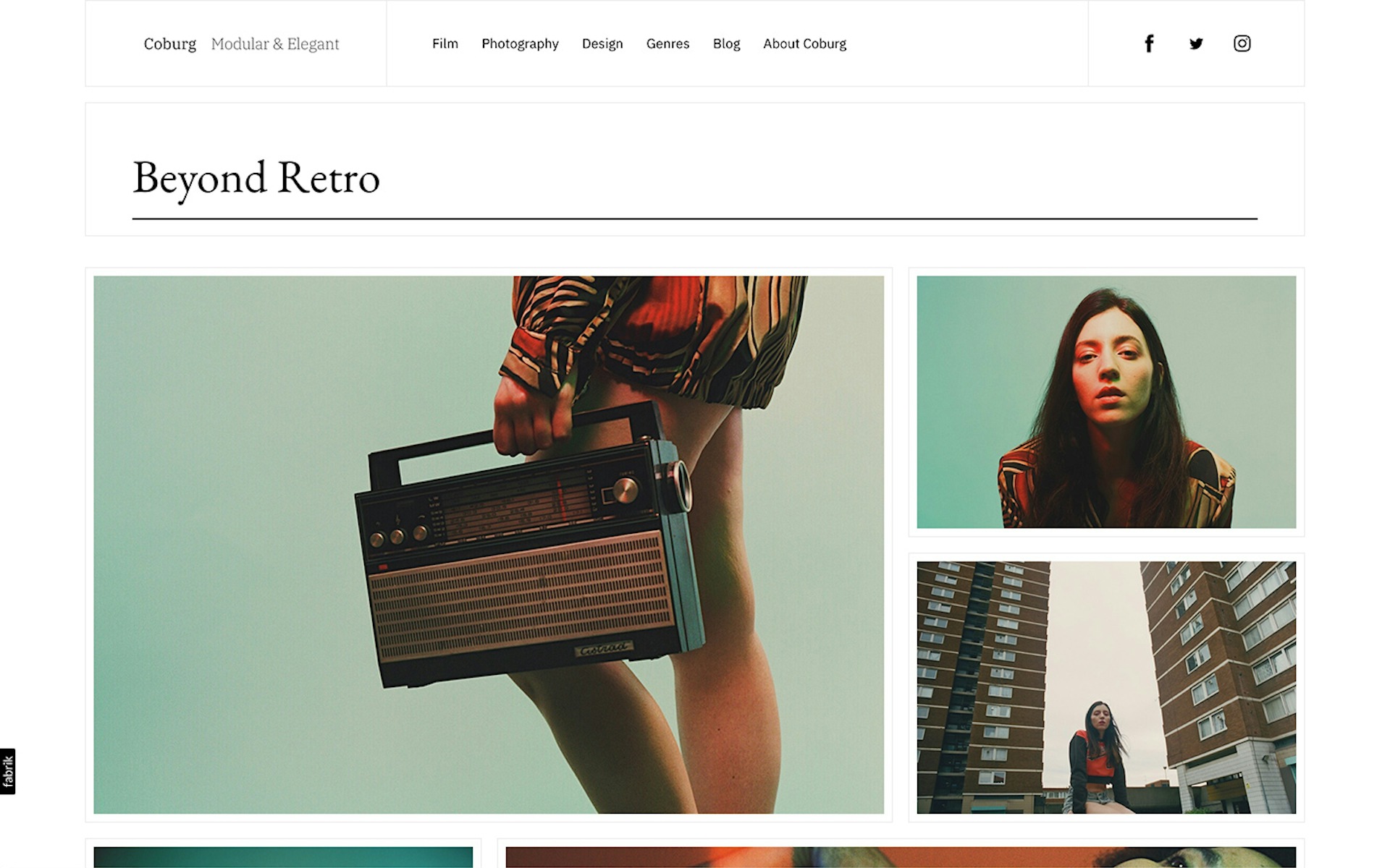 Coburg theme for Fabrik portfolio website