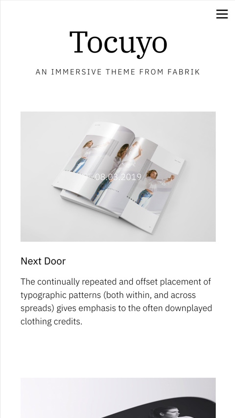 Tocuyo theme for Fabrik portfolio website