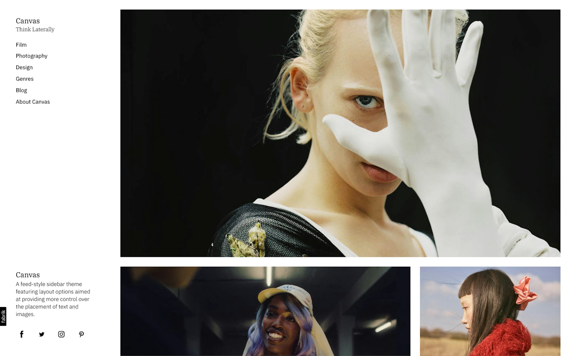 Canvas theme for Fabrik portfolio website