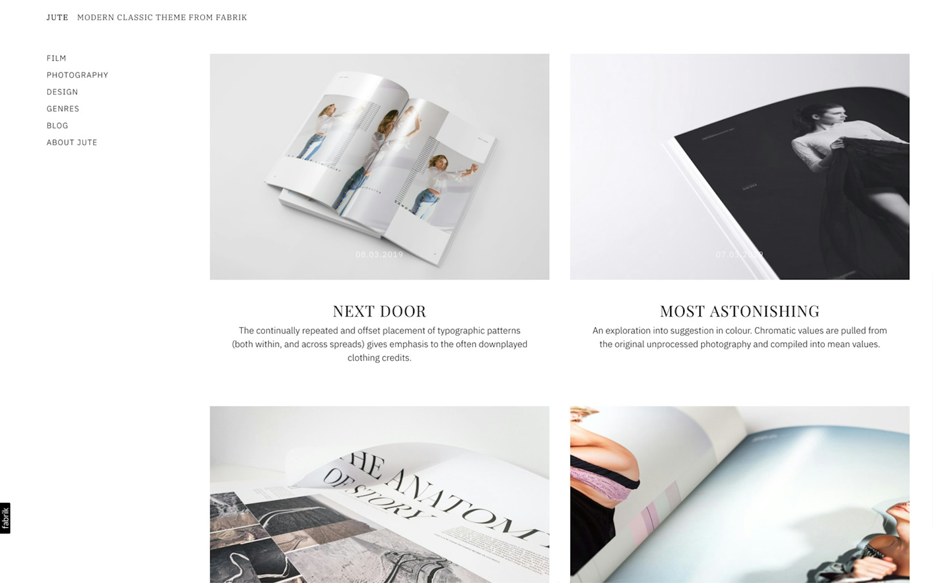 Jute theme for Fabrik portfolio website